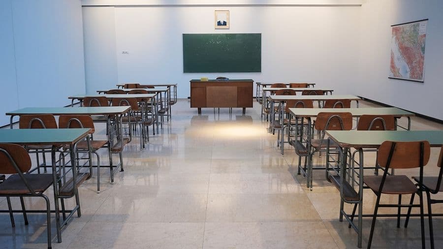A bright classroom ready for the day
