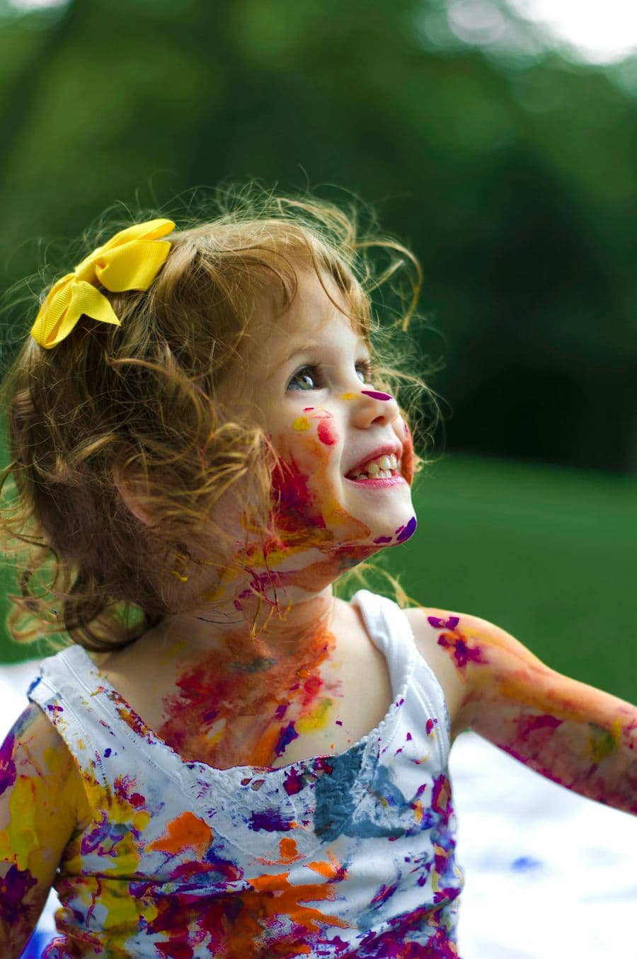 Children painting in the art room